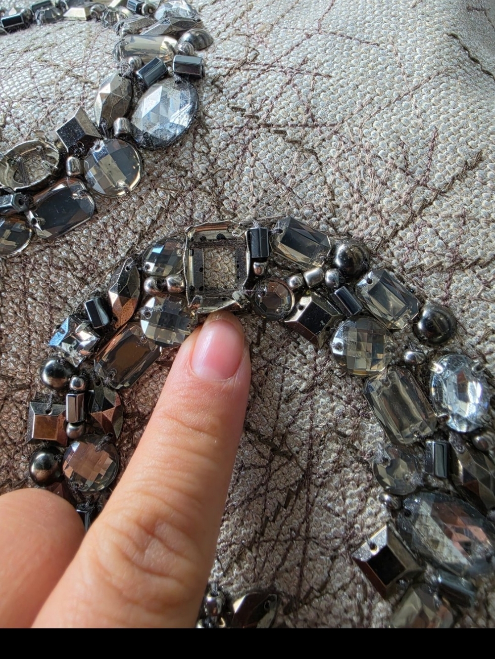 Silver Beaded Tote Bag - - Picture 8 of 12